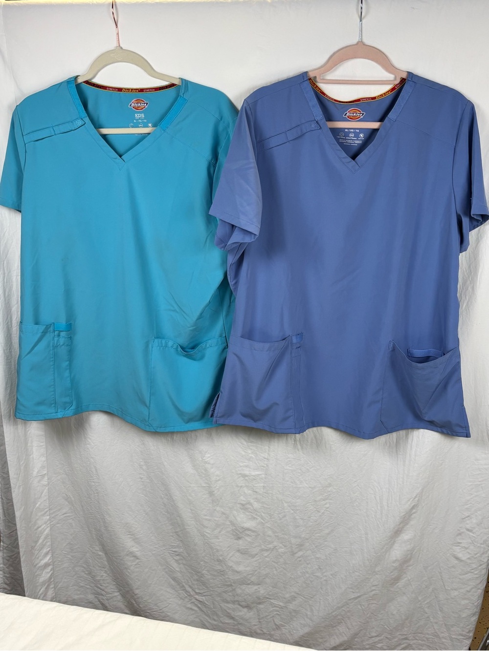 Dickies Women's V-Neck Scrub Tops in Teal and Periwinkle
